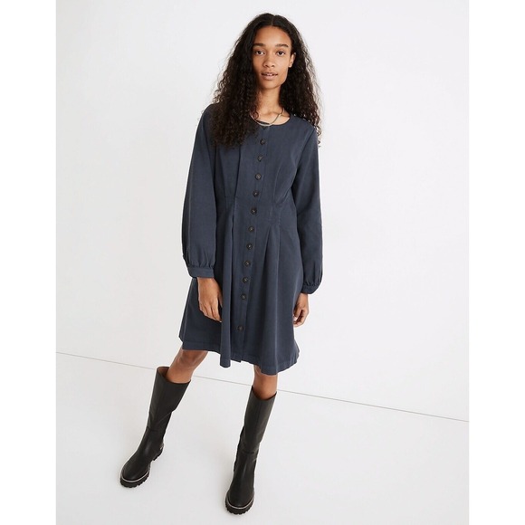 Madewell Dresses & Skirts - Madewell Corduroy‎ Button-Front Mini Dress Navy Blue NB356 Womens Size 2